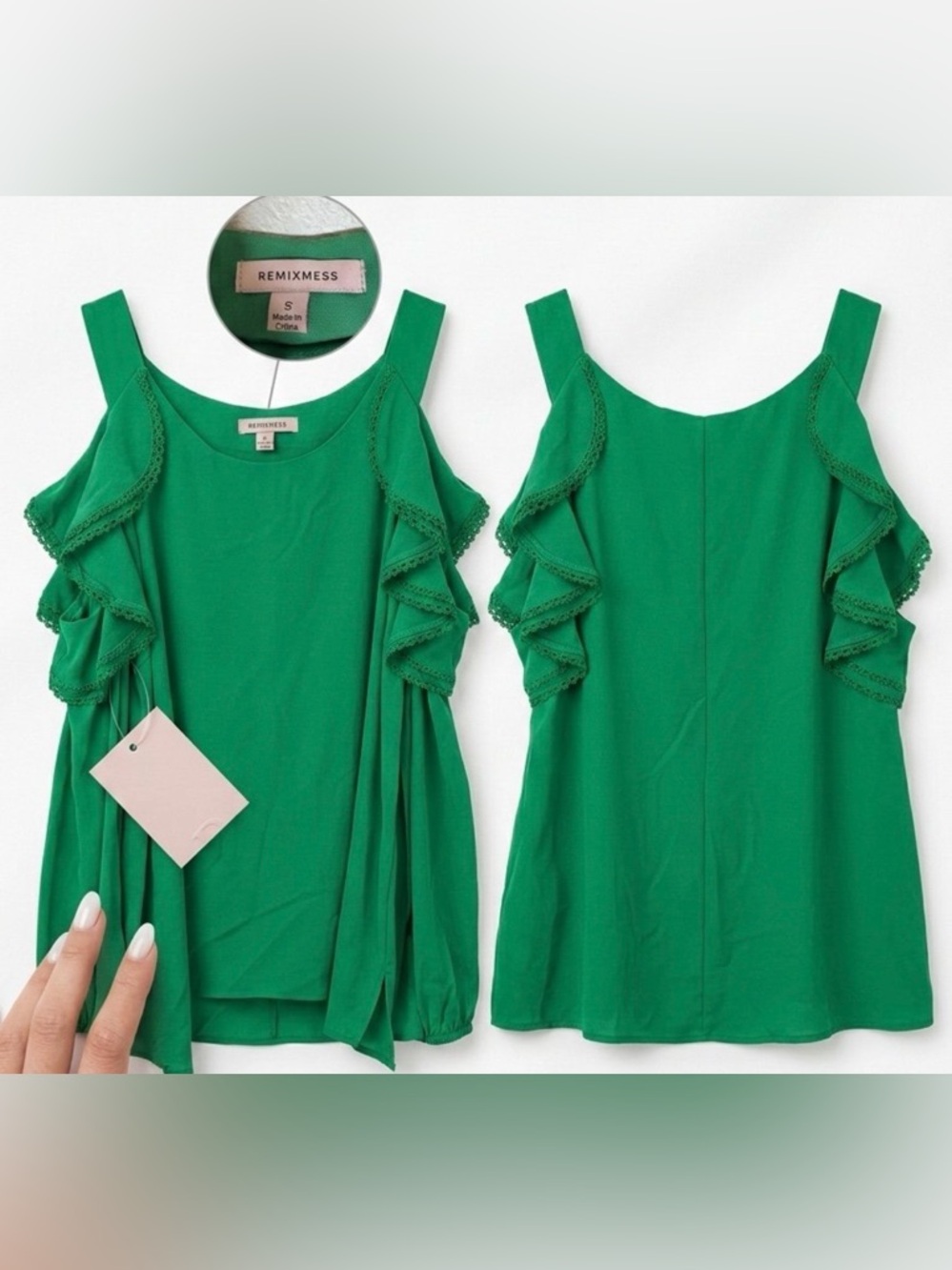 Remixmess Cold Shoulder Ruffle Blouse - NWT